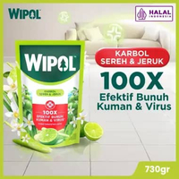 Wipol Pembersih Lantai Cairan Disinfektan Teruji Dermatologis Sereh & Jeruk 730 g