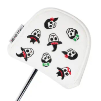 Golf Mallet Putter Cover Skull Embroidery Golf Iron Head Cover Golf Putter Head Cover Magnetic Closure Golf Iron Head Cover Golf