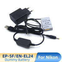 EN-EL24 Dummy Battery EP-5F DC Coupler USB DC Cable Fast 3.0 Charger for Nikon 1 J5 1J5 Camera