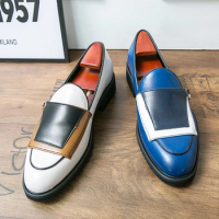 Men's Loafers Wedding Party Dress Shoes Monk Strap Casual Fashion Men's Workplace Banquet Leather Shoes