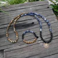 8mm Natural Stone Beads, Onyx, Sodalite, Picture Jasper, JapaMala Sets,Spiritual Jewelry,Meditation,Inspirational,108 Mala Beads