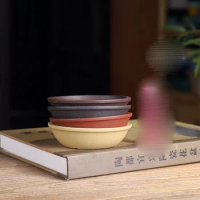 Household Purple Sand Flower Pot Solid Color Round Bonsai Pot Bonsai Table Decoration Flower Pot Chinese Style Flower Pot LF483
