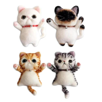 Needle Felting Kit - Felting Set For Beginners Adult,4 Pcs DIY Cat Brooch Wool Felting Kit With Instruction, For Adults