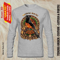 Kaos 3D lengan panjang model unisex gambar Murai Batu Art untuk dewasa