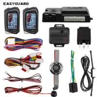 2 Way Car Alarm LCD Display Remote Start Push Button Shock Sensor Microwave Detection Warning Universal System