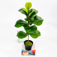 Green Plant Large Artificial Fiddle Leaves Fig Tree Plastic Real Touch Tropical Banyan Plants Branch