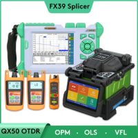 FX39 Optical Fiber Fusion Splicer 6 Motors 6S Splicing Single-mode OTDR QX50 1310 1550nm 32/30dB with OPM OLS VFL Fiber Cleaver