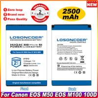 LOSONCOER Battery 2500mAh LP-E12 LPE12 For Canon SX70 HS Rebel SL1 EOS-M M2 M10 M50 M100 M200