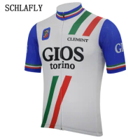 retro Italy cycling jerseys summer short sleeve bike wear white blue jersey road jersey cycling clothing schlafly cycling top