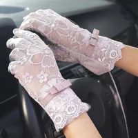 Women's Short Elegant Floral Lace Gloves Evening Gowns Wedding Prom Dress Accessories Outdoor Sunscreen UV Breathable Gloves