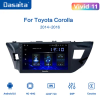 Dasaita for Toyota Corolla 2014 2015 Car 10.2" Multimedia Player Android 10 TDA7850 Multi Touch Screen 4GB RAM 2din no DVD
