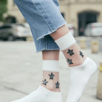 DHL 100pair Women Shiny Silver Stars Transparent Glass Socks Girls Spring Autumn Fashion Socks