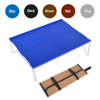 HooRu Ultralight Portable Table Hiking Camping Folding Aluminum Small Size Table Outdoor Mini Desk with Carry Bag for Travel