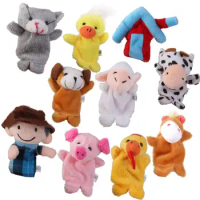 Hot Sale 1Set Educational Velvet Animal Plush Puppets Cartoon Finger Puppets for Kids Children Teenagers Toys Stage Show Props