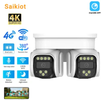 Saikiot iCam365 8MP 4K Dual Head Dual Screen 4G WIFI CCTV Camera 360 Panoramic Auto Tracking Colorfu