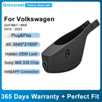Grecoreal Dash Cam 4K Wifi Car Dash Camera for Volkswagen VW Golf 6 7 8 Mk6 Mk7 Mk8 OEM Front Rear Car Dvr Dashcam Accessories