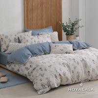 HOYACASA 100%精梳棉單人兩用被三件式床包組-夏時花楹(天絲入棉30%)