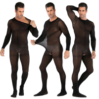 Full Body Tights Unisex Bodysuits Open Crotch Men Bodysuits Underwear Sexy Crotchless Pajamas Black Cosplay Costume Exotic