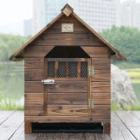 Outdoor Waterproof Wood Kennels Pet Villa House For Dogs Modern Big Dog House Outdoor Fenced Pet House beds and furniture HY