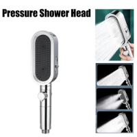 3 Modes High Pressure Shower Head Built In Filter With Stop Button Water Saving Nozzle Adjustable Bathroom Accessories