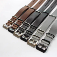 20mm 22mm 24mm 26mm Zulu Nato Watch Strap High Quality Crazy Horse Leather Watchband Vintage For Military Seiko Uboat Bracelet