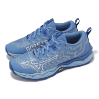 【MIZUNO 美津濃】越野跑鞋 Wave Daichi 8 GTX 女鞋 藍 防水 緩衝 戶外 運動鞋 美津濃(J1GK2456-71)