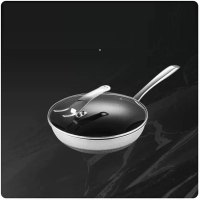 304不銹鋼炒菜燃氣竈專用全屏蜂窩不沾鍋適合3-6人外徑32CM 