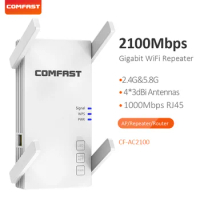 Wireless Wifi Repeater Wifi Extender Router Long Range Signal Booster Amplifier 2.4/5.8Ghz 300/2100Mbps WiFi Ultraboost for Home