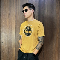美國百分百【全新真品】Timberland 短袖 棉質 休閒 T恤 TIM 上衣 logo 短T 駝色 青年版 CL97