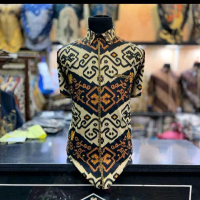 KEMEJA BATIK SMOCK PENDEK KATUN  SOLO FULL TRIKOT PREMIUM THAMRIN CITY