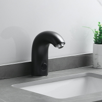 陶瓷黑感應水龍頭全自動單冷冷熱智能感應式龍頭紅外線家用洗手器