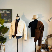 Tailor Brando British Vintage Corduroy (Coffee) &amp; Cotton Seed Shell Twill Cotton (Beige) Fabric Flight Jacket Short Waist Jacket