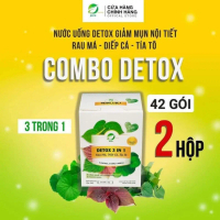 [COMBO 2 hộp ] Nước Uống Bột Detox Rau Má Diếp Cá Tía Tô Đẹp Da Giảm Mụn EHERBAL ( hộp 21 gói) 【Khôn