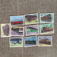 10Pcs/Set Japan Post Stamps Electric Train 1990 Marked Postage Stamps for Collecting C1269