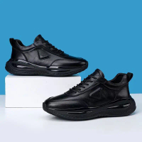 Men's Shoes Trendy New Soft Bottom Casual Sneakers Men's Shoes Black Lightweight Casual Platform Run