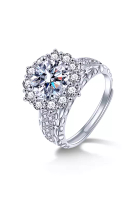 Chardwake Cincin Wanita Berlian Perhiasan Tunangan Ukuran Bebas 2 Karat Cincin Cewek