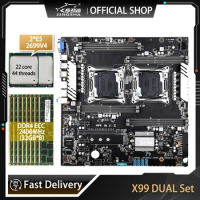 JINGSHA X99 Dual Motherboard Dual With XEON E5 2699 V4*2 With 8*32GB DDR4 ECC Memory Combo Kit NVME USB3.0