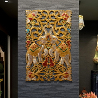 泰國工藝品實木雕花板大象 東南亞風格壁掛壁飾家居墻上裝飾品