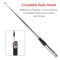 ABBREE Telcscopic Handheld CB Antenna 27 Mhz with BNC Connector Compatible with Cobra Midland Uniden Portable CB Radio