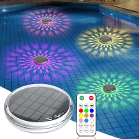 Solar Rechargeable Floating Pool Lights(2 Pack) Pool Lights That Float with Remote Control 9 Lightin