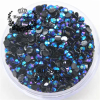 All Sizes 2,3,4,5,6mm Resin Rhinestone 14 Facets Flatback Black Jelly Purple Blue AB Decoration for Phones Bags Shoes Nails DIY