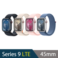 運動錶帶超值組【Apple】Apple Watch S9 LTE 45mm(鋁金屬錶殼搭配運動型錶環)