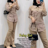 feby set celana Dress wanita muslimah Gamis baju midi muslim gaun lebaran oneset hijab satu set sete