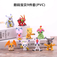 ฟิกเกอร์ Digimon มี Agumon, Gabumon, Patamon, Gatomon, Dwikmon, โมเดลอนิเมะ, ตกแต่งเค้กคริสต์มาส