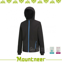 【Mountneer 山林 男 輕量三層SOFTSHELL外套《黑》】22J09-01/防潑水/慢跑外套/彈性