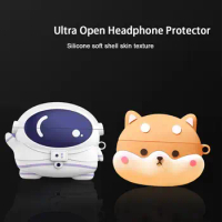 Cute Cartoon Astronaut Soft Silicone Earphone Protective Case For Bose Ultra Open Earbuds Headphone Anti-fall Protect Cover U6W3