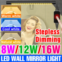 LED Makeup Fill Light Hollywood USB Cosmetic Lamp Touch Switch Mirror Light Kitchen Cabinet Lamp Bathroom LED Mirror Headlight