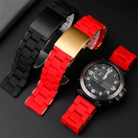 Silicone Rubber Coated Steel Watch Chain for Casio PROTREK Series PRG-650 PRW-6600 PRG600 PRG-600 Bracelet Watchband 24mm