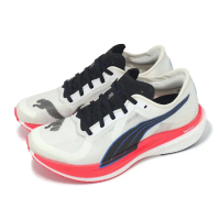 【PUMA】競速跑鞋 Deviate NITRO Elite 2 女鞋 白 橘 藍 運動鞋 氮氣中底(377787-03)