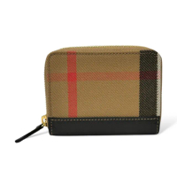 【BURBERRY 巴寶莉】格紋迷你拉鍊錢包 黑色(80840301)